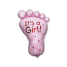 Фольгированный шар на рождение "Girl, следочек", розовый, 90 см
