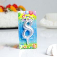 Свеча-цифра для торта "8" (серебристая)