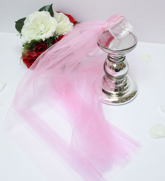 Фата для свадебного девичника - розовая