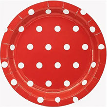 Бумажные тарелки "Горошек", красный, 6 шт (17 см)