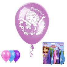 Воздушные шары "С днем рождения" (Принцесса София; 5 шт; 30 см)