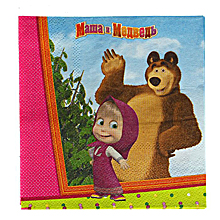 Бумажные салфетки "Маша и Медведь" (25х25 см, 12 шт)