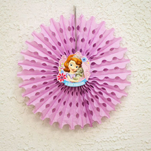Декор - бумажный веер "Принцесса София" (диаметр - 30 см)