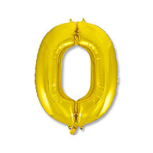 Фольгированный шар-цифра "0", золотой, 100 см.