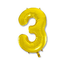 Фольгированный шар-цифра "3", золотой, 100 см.