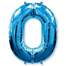 Фольгированный шар "Цифра 0", голубой, 91 см