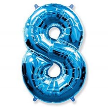 Фольгированный шар "Цифра 8", голубой, 91 см