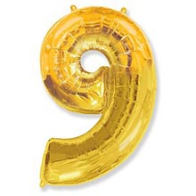 Фольгированный шар "Цифра 9", золото, 91 см