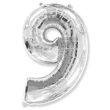 Фольгированный шар "Цифра 9", серебро, 91 см