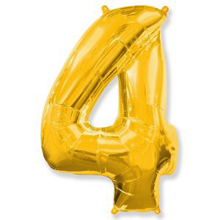 Фольгированный воздушный шар "Цифра 4" (90 см; золотистый)