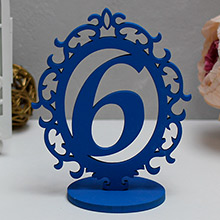 Цифра на подставке "6" вензель (синий), 16 см