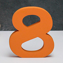Деревянная цифра для декора стола "8"(оранжевый)(12,5 см)
