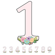 Цифра на палочке для декора "Единорог-цветочный", нежно-розовый, (цифра любая)