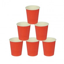 Набор одноразовых стаканчиков из бумаги - красные (6 шт)