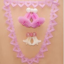 Длинная бумажная гирлянда для декорирования "Сердца" (розовый, 4 м)