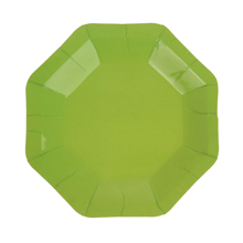 Бумажные тарелки "Восьмиугольник" (6 шт, 18 см, зеленые)