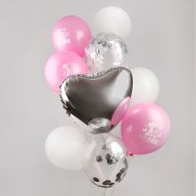 Набор воздушных шаров "Первый день рождения у доченьки", латекс, фольга (9 шт)