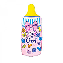 Фольгированный шар на рождение "Girl, бутылочка", розовый, 90 см