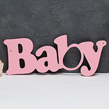 Слово из дерева для фотосессии и декора "Baby" (розовый)
