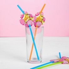 Трубочки для напитков "1 годик, шарики" (6 шт, розовый)
