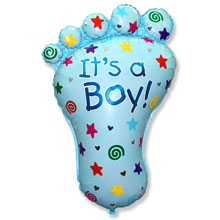 Фольгированный шар на рождение "Boy, следочек", голубой, 90 см
