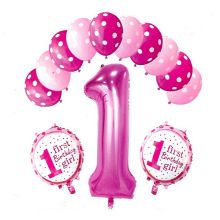 Набор шаров для создания букета "First birthday", розовый, 13 шт (фольга, латекс)