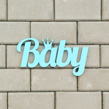 Деревянное слово для декора/фотосессии "Baby" (голубой), 30 см