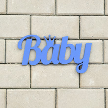 Деревянное слово для фотосессии/декора "Baby" (синий), 30 см