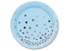 Набор бумажных тарелок "Горошек" (голубой, 17 см, 6 шт)