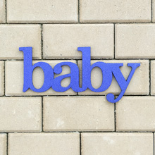 Деревянное слово для фотосессии "Baby" (синий с блестками), 30 см