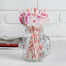 Праздничные трубочки для напитков "Единорог", розовый,10шт
