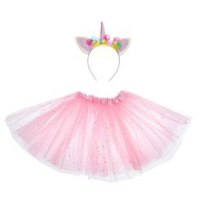 Праздничный набор юбка+ободок "Единорог-цветочный", розовый (3-5 лет)