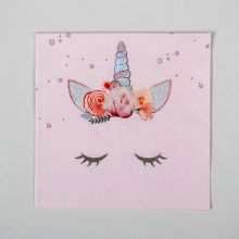 Набор бумажных салфеток "Единорог-цветочный", нежно-розовый", 20 шт(25*25)