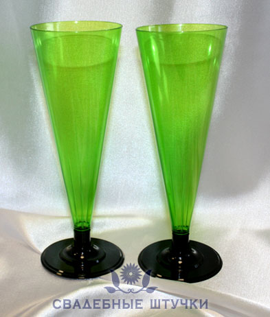 Одноразовые фужеры для шампанского - зеленые (6 шт) 