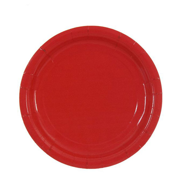 Бумажные тарелки однотонные - красные (10 шт; 18 см)
