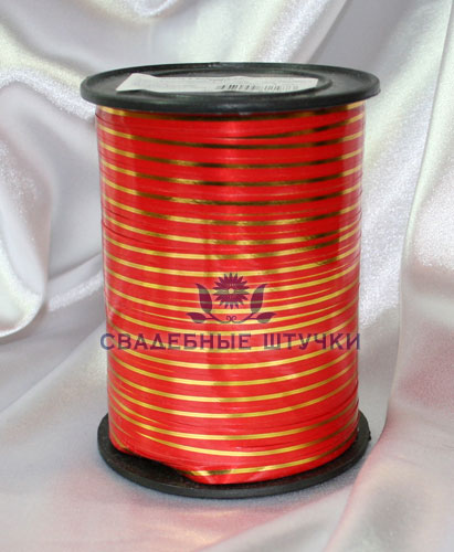Декоративная лента, цвет - красный/золотой (цена за 1 метр)
